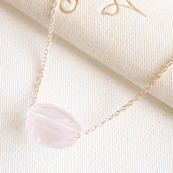 【20％OFF】14KGF Pastel Stone Necklace / Rose Quartz 1枚目の画像