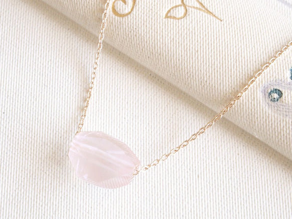 【20％OFF】14KGF Pastel Stone Necklace / Rose Quartz 第1張的照片