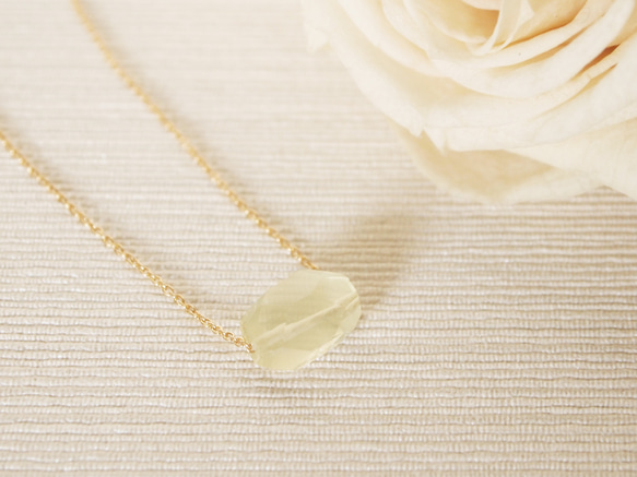 【20％OFF】14KGF Pastel Stone Necklace / Lemon Quartz 第1張的照片