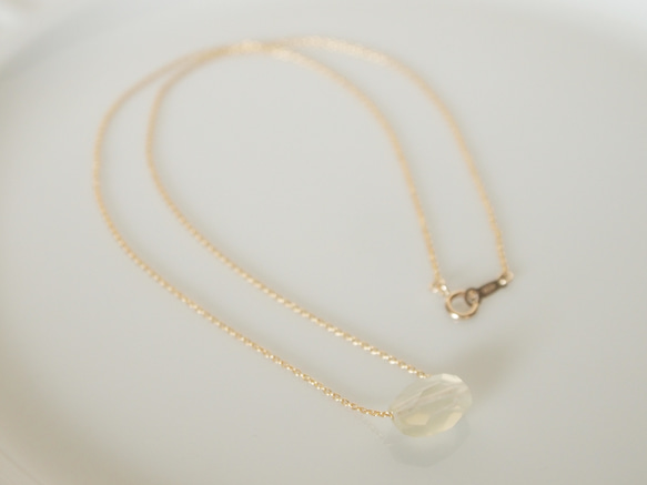 【20％OFF】14KGF Pastel Stone Necklace / Lemon Quartz 第2張的照片