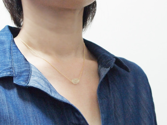 【20％OFF】14KGF Pastel Stone Necklace / Lemon Quartz 第4張的照片