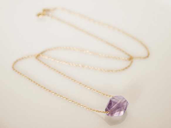 【20％OFF】14KGF Pastel Stone Necklace / Amethyst 2枚目の画像