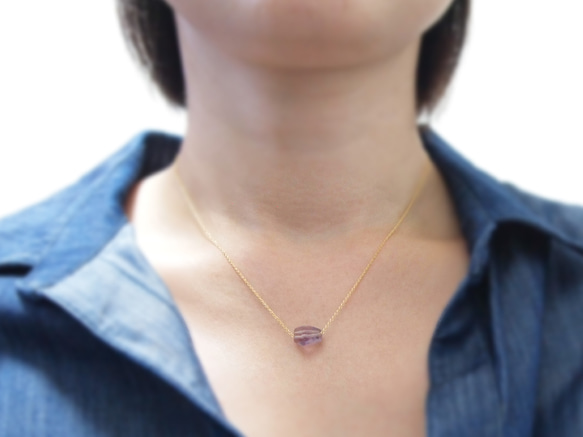 【20％OFF】14KGF Pastel Stone Necklace / Amethyst 4枚目の画像