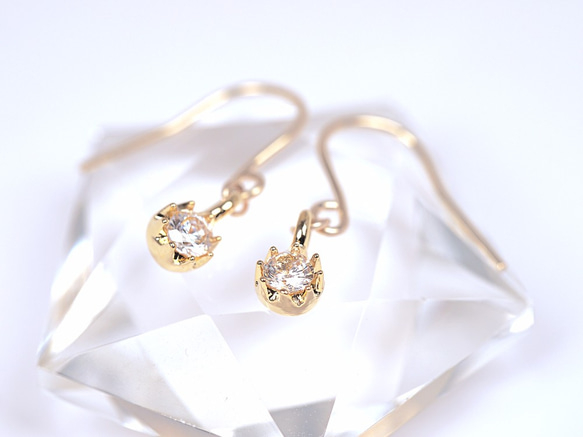 14KGF Cubic Zirconia Petit Earrings 1枚目の画像