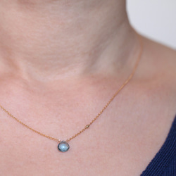 14KGF London Blue Topaz Mirror Necklace 第5張的照片