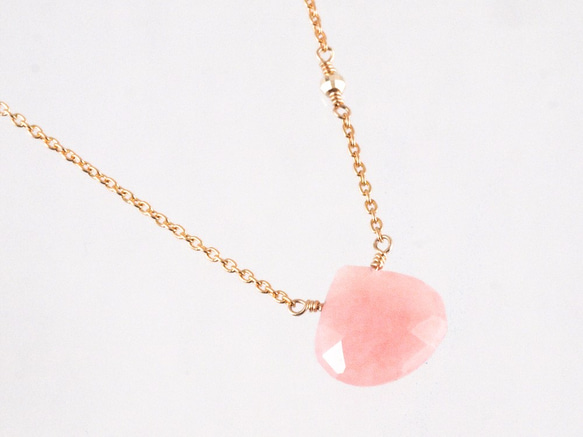 14KGF Pink Opal Mirror Necklace 1枚目の画像