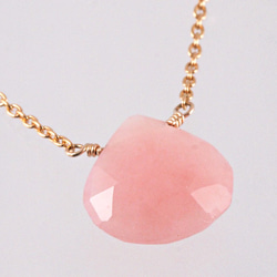 14KGF Pink Opal Mirror Necklace 第3張的照片