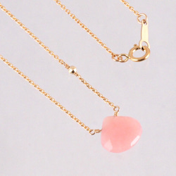 14KGF Pink Opal Mirror Necklace 第4張的照片