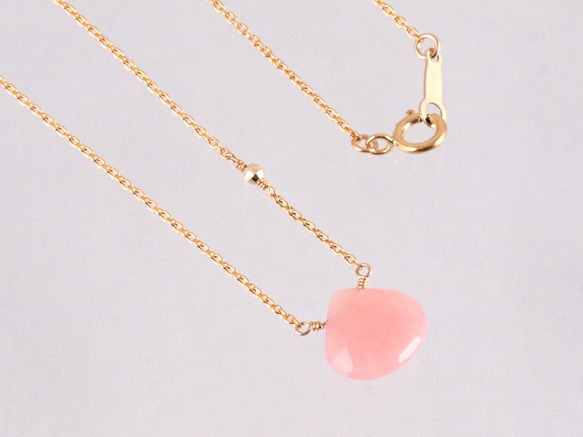 14KGF Pink Opal Mirror Necklace 4枚目の画像