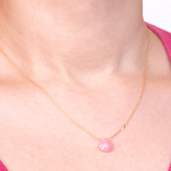 14KGF Pink Opal Mirror Necklace 5枚目の画像