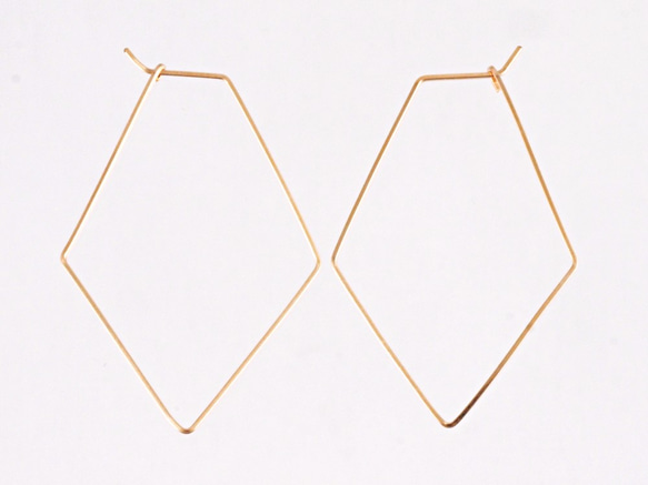 14KGF Square Wire Earrings / Dia 第2張的照片