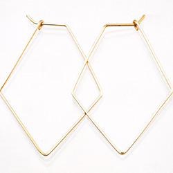 14KGF Square Wire Earrings / Dia 3枚目の画像