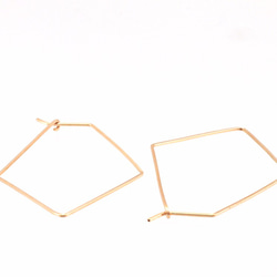 14KGF Square Wire Earrings / Dia 4枚目の画像