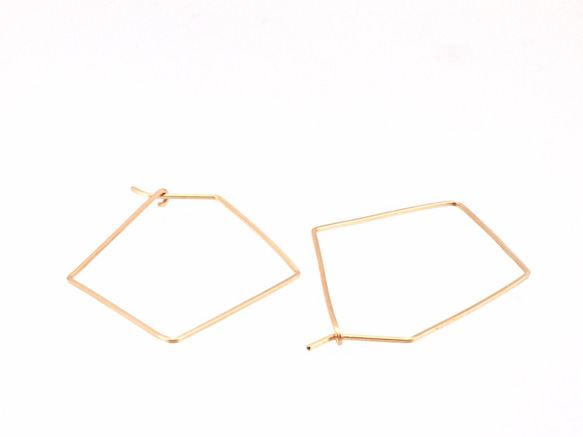 14KGF Square Wire Earrings / Dia 4枚目の画像