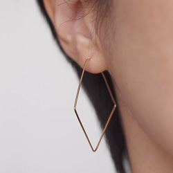 14KGF Square Wire Earrings / Dia 5枚目の画像