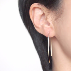 14KGF Square Wire Earrings / Curve 第1張的照片