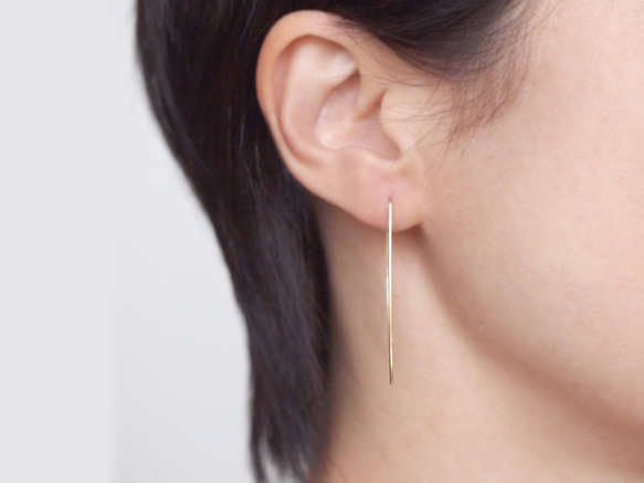 14KGF Square Wire Earrings / Curve 第2張的照片