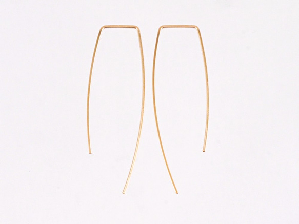 14KGF Square Wire Earrings / Curve 第4張的照片