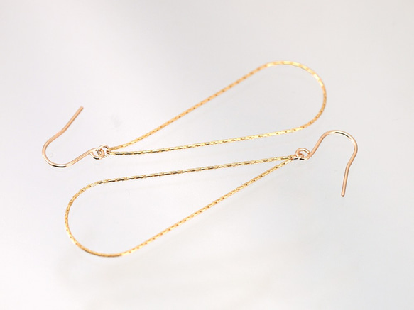 14KGF Drop Chain Earrings 第3張的照片