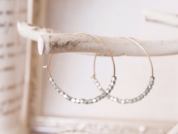 14KGF Metal Beads Hoops SV / S 2枚目の画像