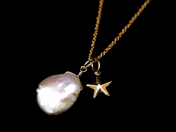 14KGF Twinkle Pearl Necklace 第4張的照片