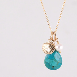 14KGF Drop Shell Necklace BL 第1張的照片