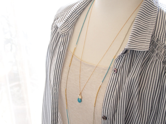 14KGF Drop Shell Necklace BL 第3張的照片