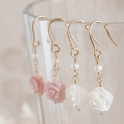 14KGF Sugar Rose Earrings WH 第4張的照片