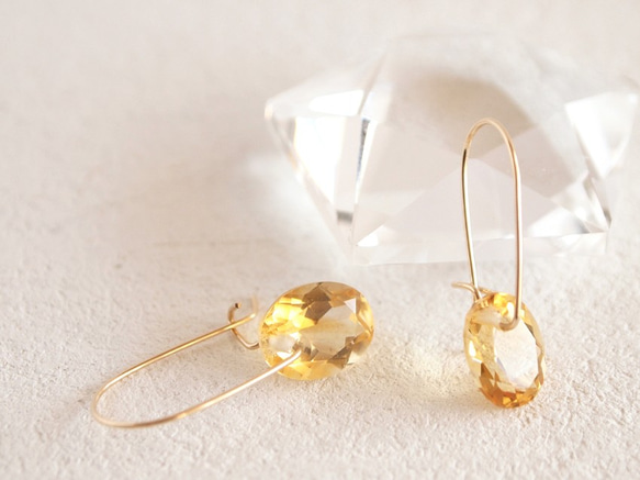 14KGF Brilliant Chitrine Earrings 1枚目の画像