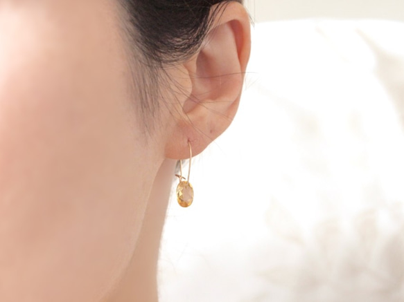 14KGF Brilliant Chitrine Earrings 4枚目の画像