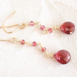 14KGF Garnet Earrings 2枚目の画像