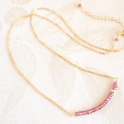 14KGF Garnet Line Necklace 第3張的照片