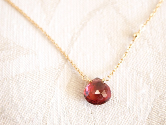 14KGF Garnet Mirror Necklace 第2張的照片