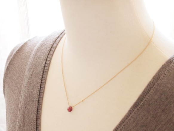 14KGF Garnet Mirror Necklace 第4張的照片