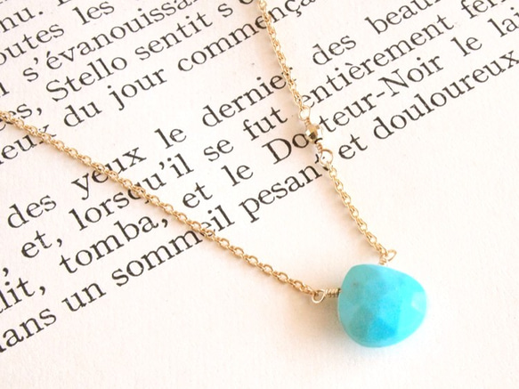 14KGF Turquoise Mirror Necklace 第1張的照片