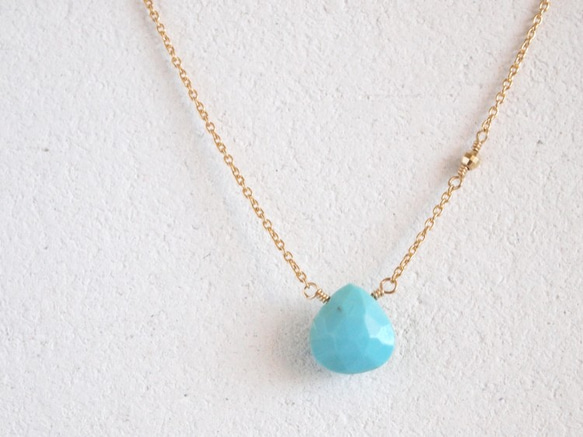 14KGF Turquoise Mirror Necklace 第2張的照片