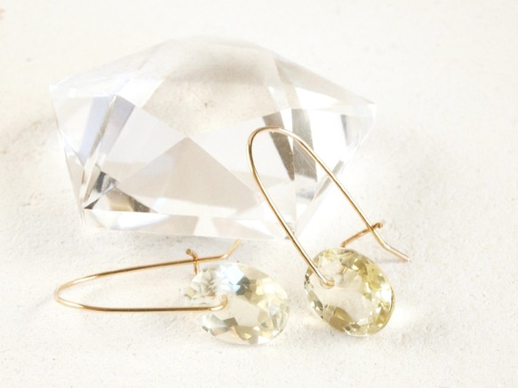 14KGF Brilliant Lemonquartz Earrings 第1張的照片