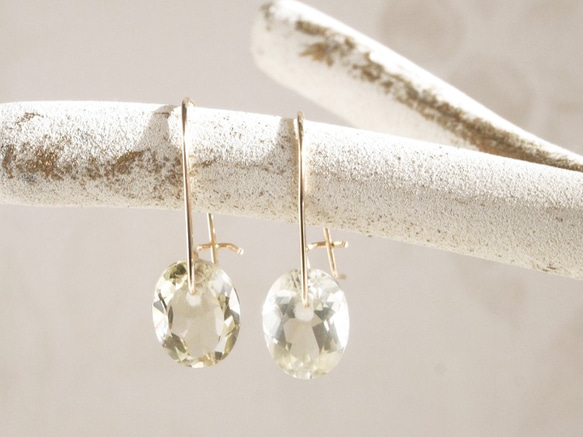 14KGF Brilliant Lemonquartz Earrings 第4張的照片