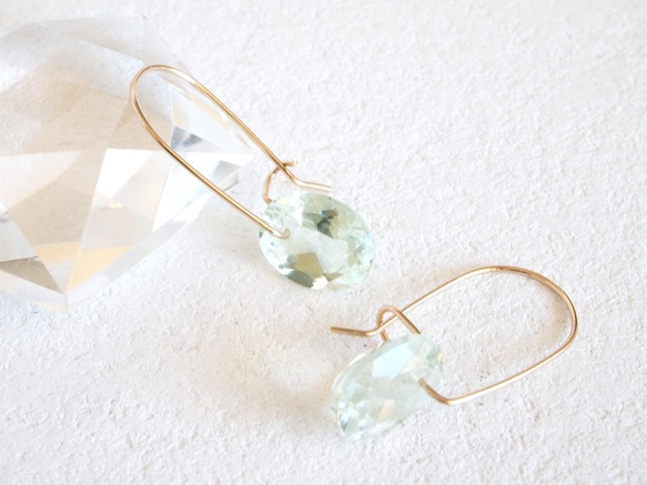 14KGF Brilliant Greenamethyst Earrings 第2張的照片