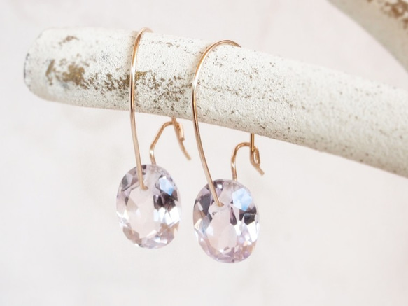 14KGF Brilliant Amethyst Earrings 第4張的照片