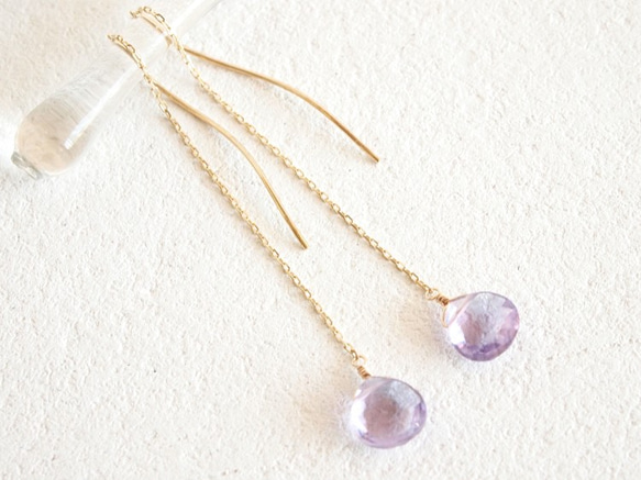 K10 Pinkamethyst Earrings 第3張的照片