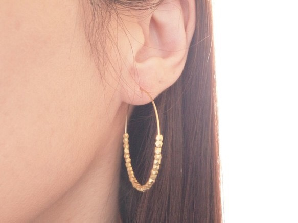 14KGF Metal Beads Hoops / L 第1張的照片