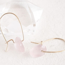 14KGF Brilliant Rosequartz Earrings 第1張的照片