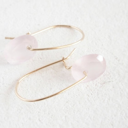 14KGF Brilliant Rosequartz Earrings 第2張的照片