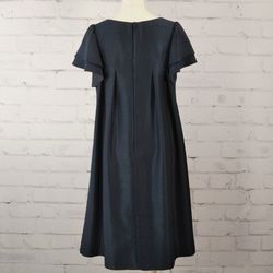 サンプル品 販売 Ａラインドレス シャンタンワンピース ネイビー 総裏仕立て 4枚目の画像