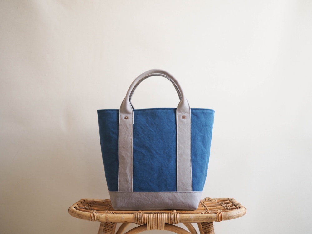 【ARMY DUCK】蓋付きしかくトート たてなが（ブルー×グレー）