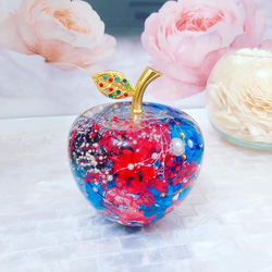 ブルーりんご ハーバリウム♡プレゼントギフトにも♡青水色 ハー