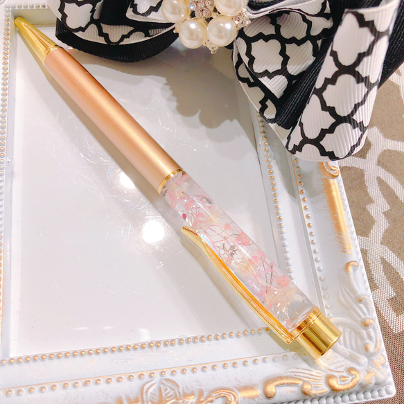 creema限定♡ゴールド♡ハーバリウム フラワーボール ペン♡プレゼントギフトにも♡ 1枚目の画像