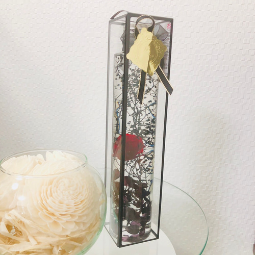 送料無料！ 赤薔薇×ブラック×シルバー♡大人 ハーバリウム