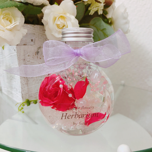 赤薔薇♡インテリア ハーバリウム♡ メッセージ名入れ可能♡プレゼントギフトにも♡creema限定 2枚目の画像